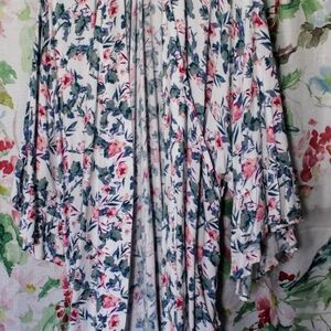 Cacique Floral Kimono Robe - Pink and Green